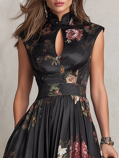 Courtney - Rochie midi plisată cu imprimeu floral și gaură de cheie — imagine 5