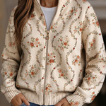 Danielle - cardigan de culoare crem cu un imprimeu floral delicat — imagine 1