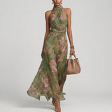 Diana - Rochie lungă cu imprimeu floral și bretele — imagine 1