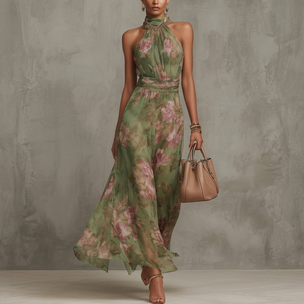 Diana - Rochie lungă cu imprimeu floral și bretele — imagine 2