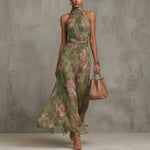 Diana - Rochie lungă cu imprimeu floral și bretele — imagine 2