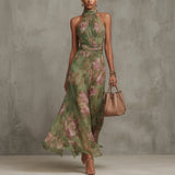 Diana - Rochie lungă cu imprimeu floral și bretele — imagine 2