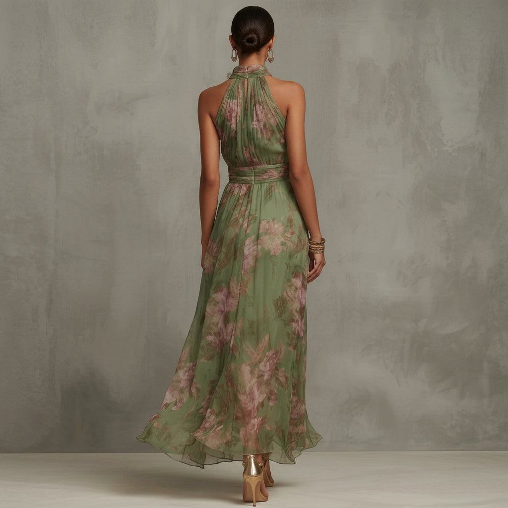 Diana - Rochie lungă cu imprimeu floral și bretele — imagine 3