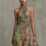 Diana - Rochie lungă cu imprimeu floral și bretele — imagine 4