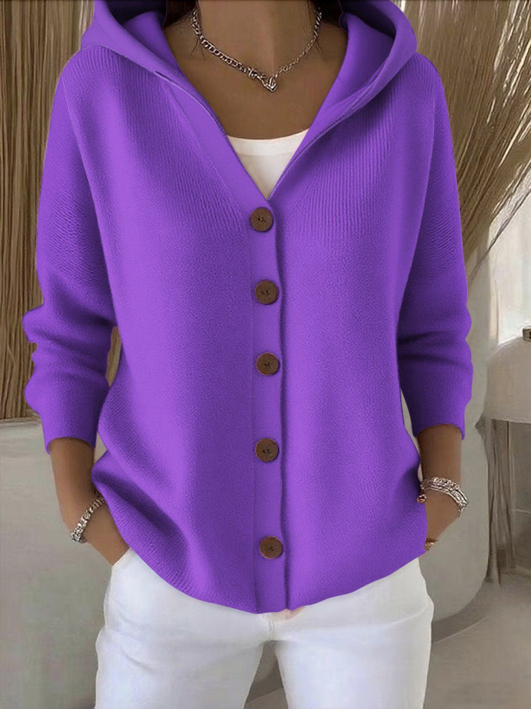 Doris - Cardigan tricotat cu glugă — imagine 7