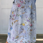 Fustă elegantă din pânză cu buzunare, model retro albastru — imagine 2