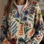 Cardigan cu fermoar, model floral de grădină botanică, Elise — imagine 1