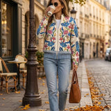 Cardigan cu fermoar, model floral de grădină botanică, Elise — imagine 2