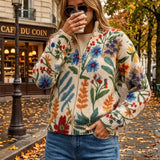 Cardigan cu fermoar, model floral de grădină botanică, Elise — imagine 3