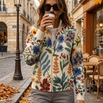 Cardigan cu fermoar, model floral de grădină botanică, Elise — imagine 6