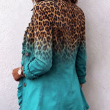 Emma - Sacou cu imprimeu leopard și model gradient, pliuri — imagine 4