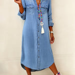 Erica - rochie lungă din denim, casual șic — imagine 2