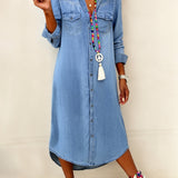 Erica - rochie lungă din denim, casual șic — imagine 2