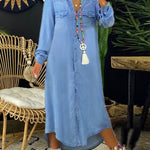 Erica - rochie lungă din denim, casual șic — imagine 3