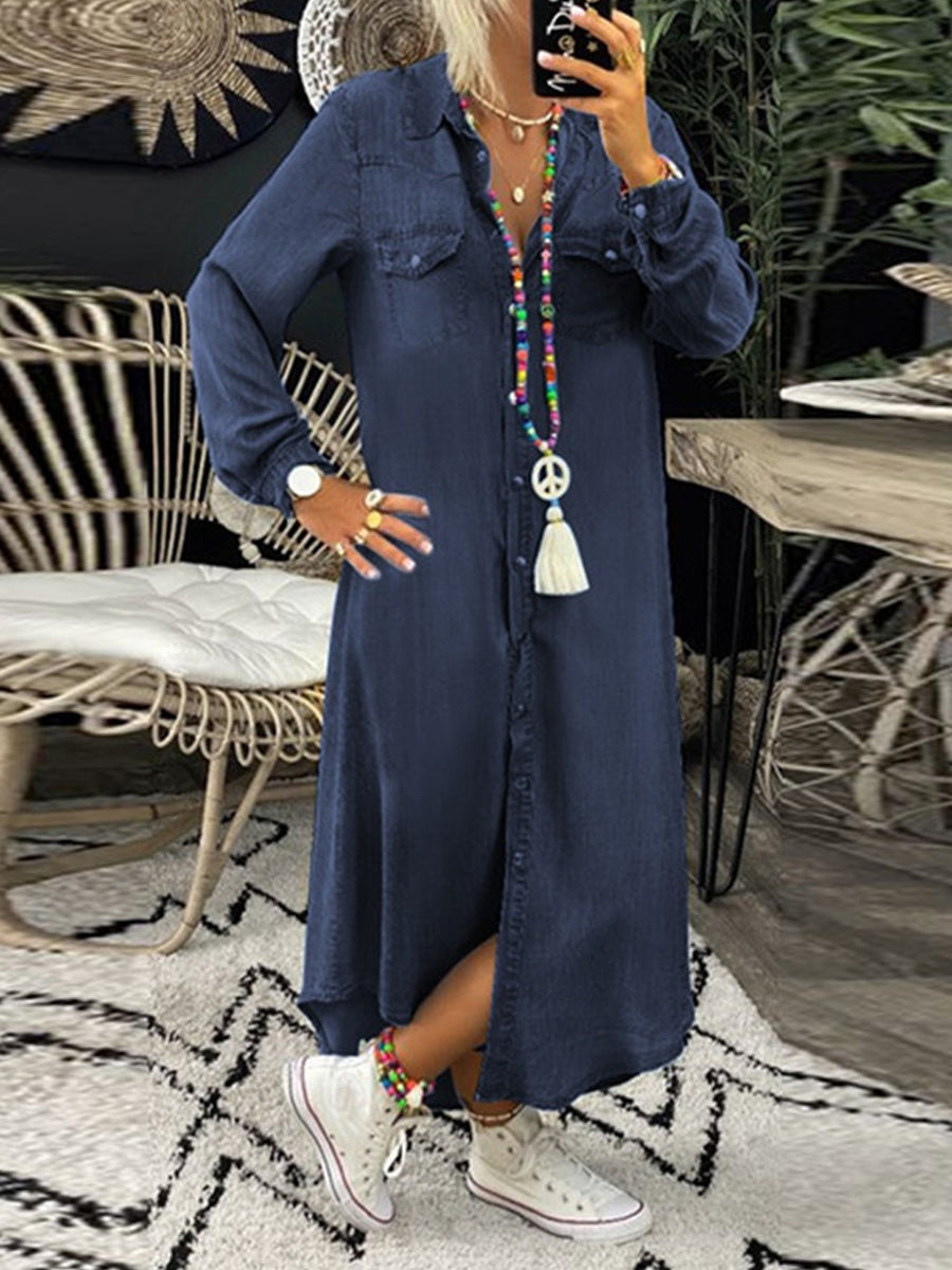 Erica - rochie lungă din denim, casual șic — imagine 4