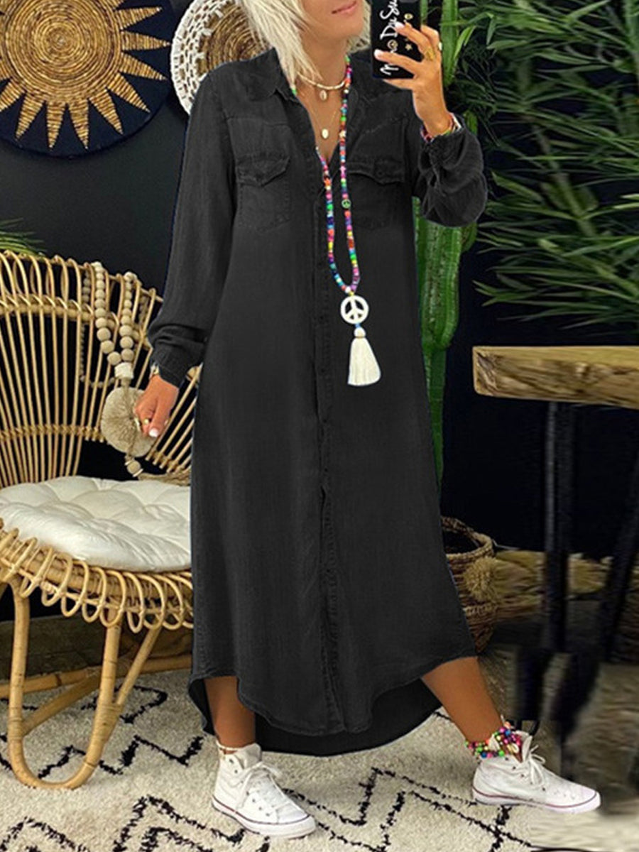 Erica - rochie lungă din denim, casual șic — imagine 5