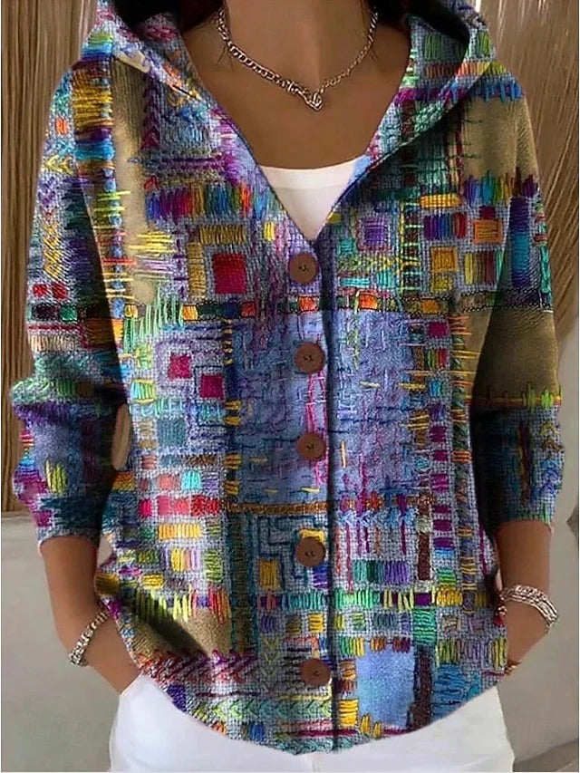 Evelyn - Cardigan cu glugă și model — imagine 1
