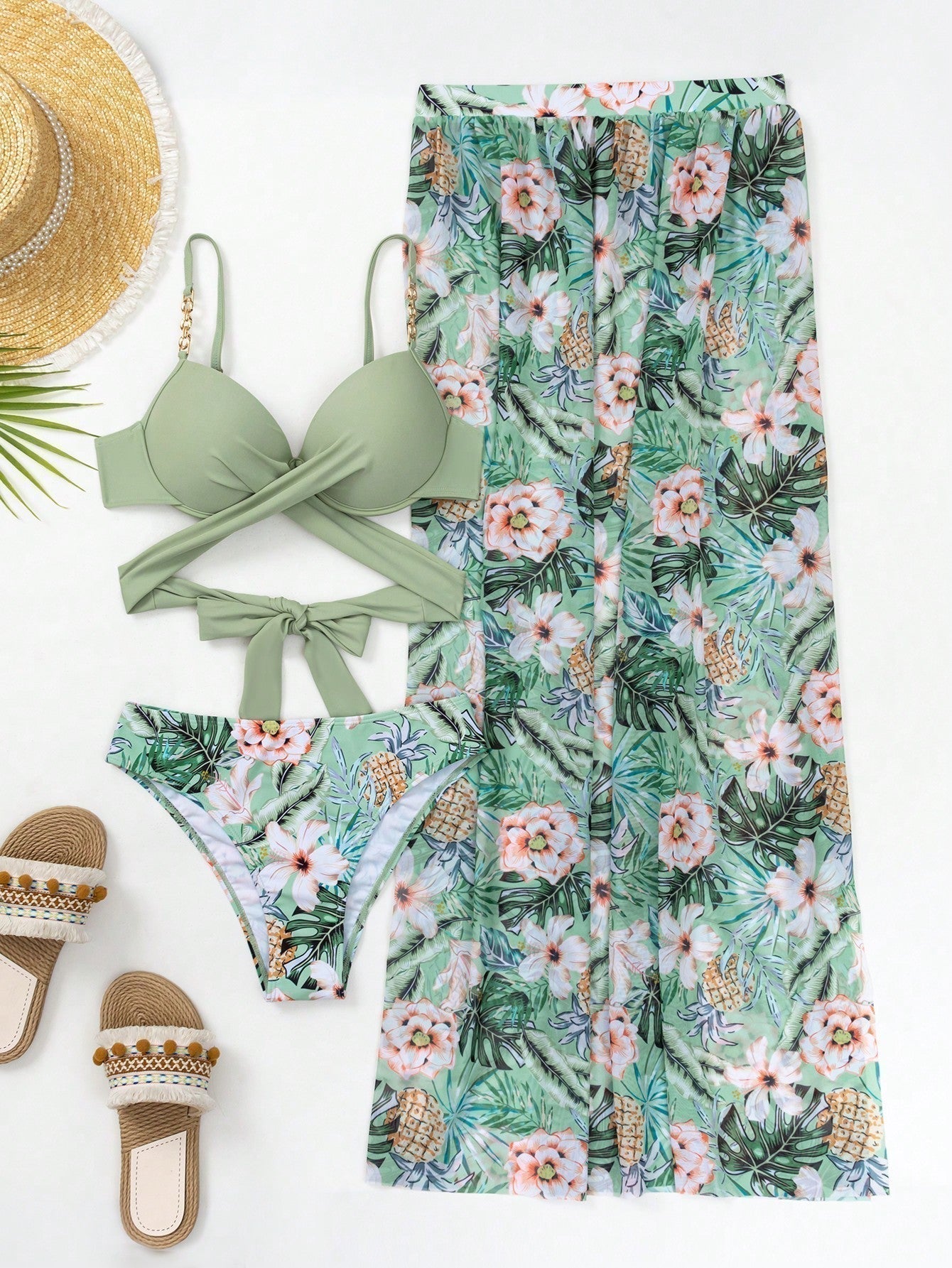Set bikini cu talie înaltă Faith cu rochie de plajă asortată — imagine 8