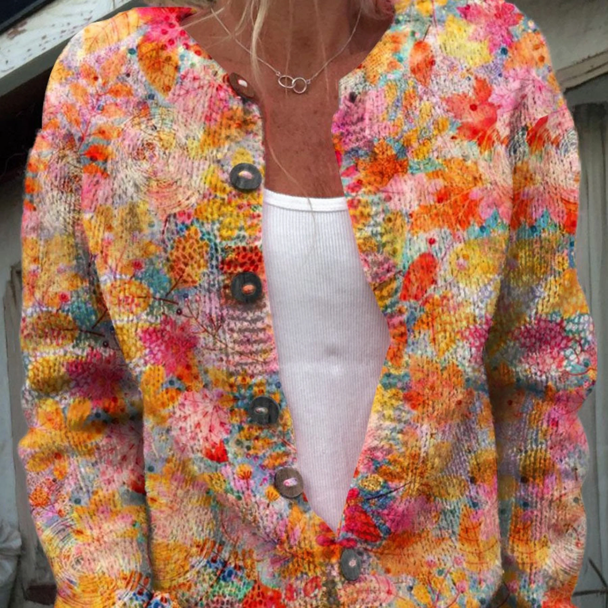 Frances - Pulover cardigan tricotat retro — imagine 1
