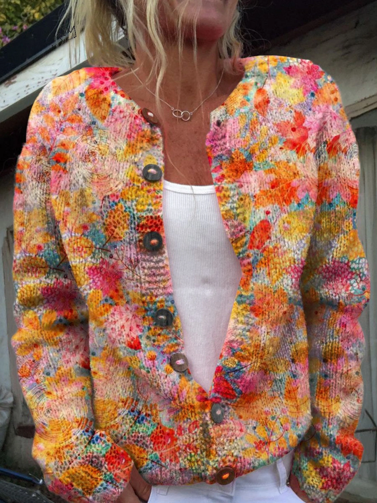 Frances - Pulover cardigan tricotat retro — imagine 1