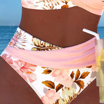 Freya - bikini cu imprimeu floral contrastant și crăpătură — imagine 3