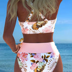 Freya - bikini cu imprimeu floral contrastant și crăpătură — imagine 4