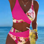 Freya - bikini cu imprimeu floral contrastant și crăpătură — imagine 14
