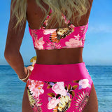 Freya - bikini cu imprimeu floral contrastant și crăpătură — imagine 15