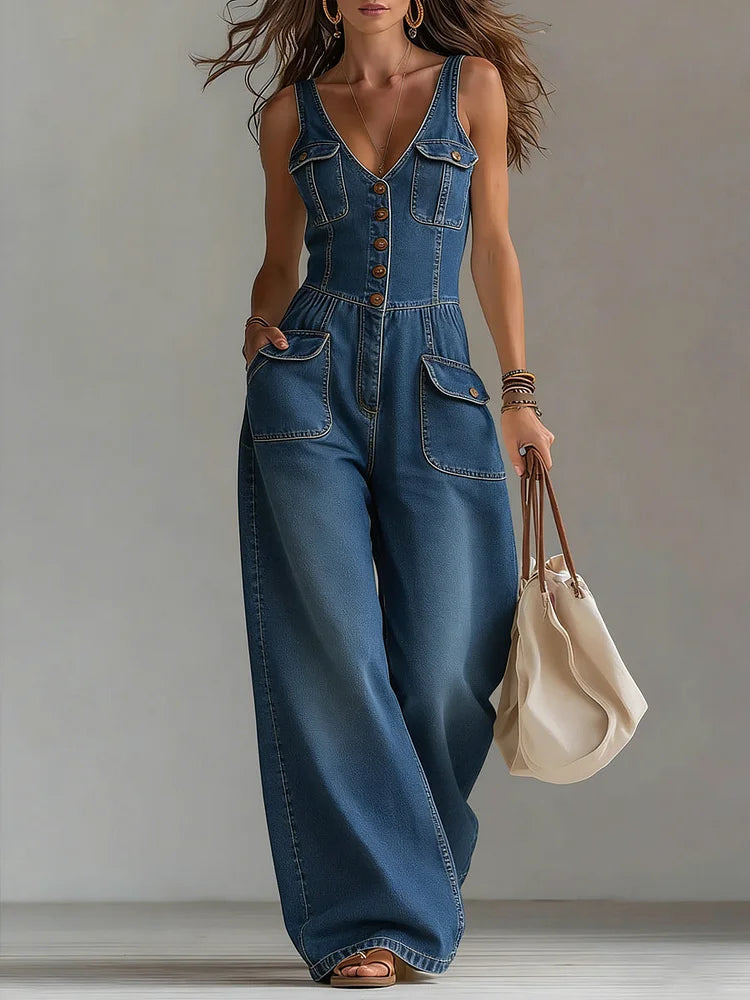 Freya - salopetă largă din denim casual — imagine 2