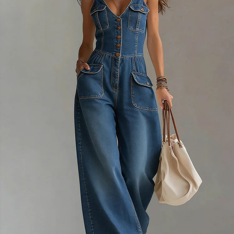 Freya - salopetă largă din denim casual — imagine 2