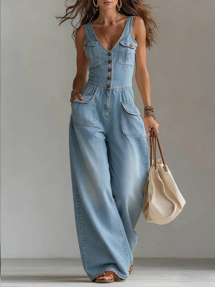 Freya - salopetă largă din denim casual — imagine 3