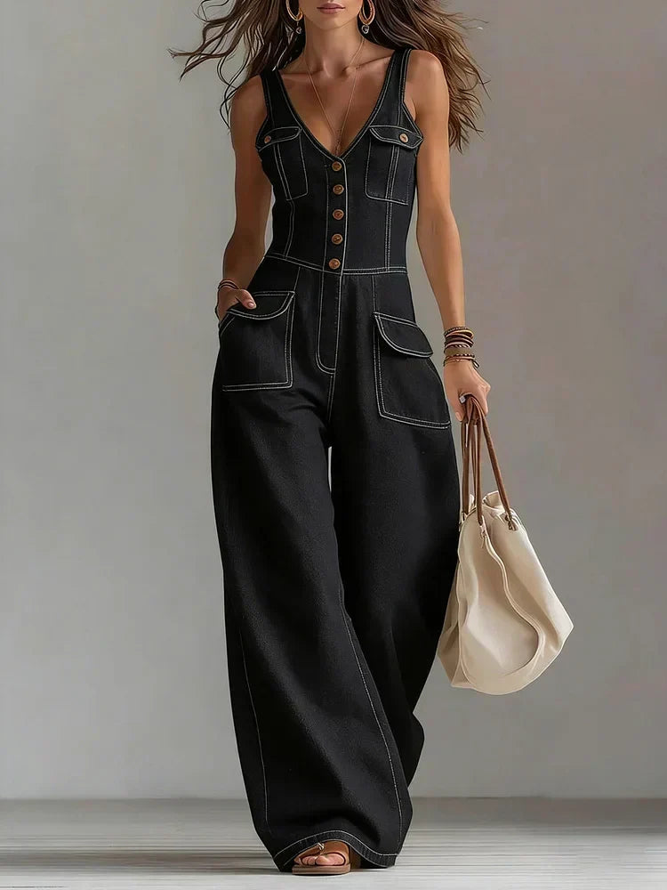 Freya - salopetă largă din denim casual — imagine 4