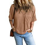 Freya - Tricou casual cu decolteu în V și buzunare texturate — imagine 6
