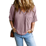 Freya - Tricou casual cu decolteu în V și buzunare texturate — imagine 7