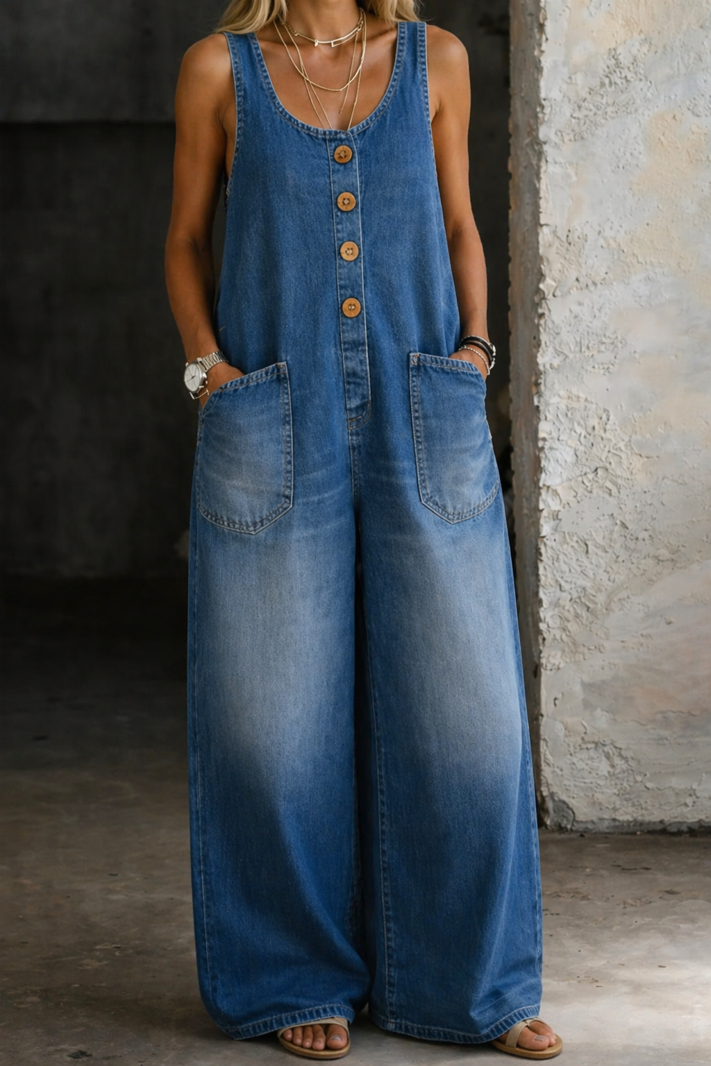 Genevieve - Salopetă din denim cu aspect retro spălat — imagine 2