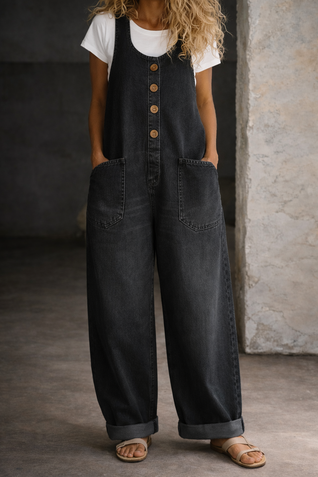 Genevieve - Salopetă din denim cu aspect retro spălat — imagine 7