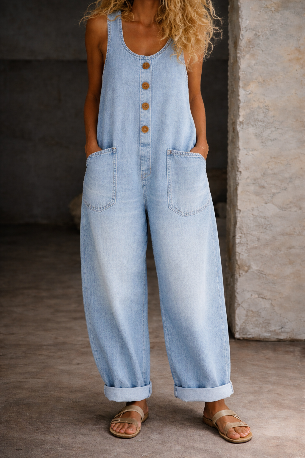 Genevieve - Salopetă din denim cu aspect retro spălat — imagine 10