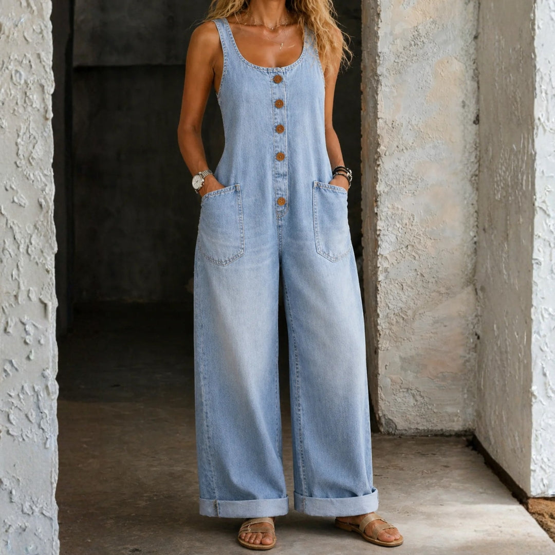 Genevieve - Salopetă din denim cu aspect retro spălat — imagine 14