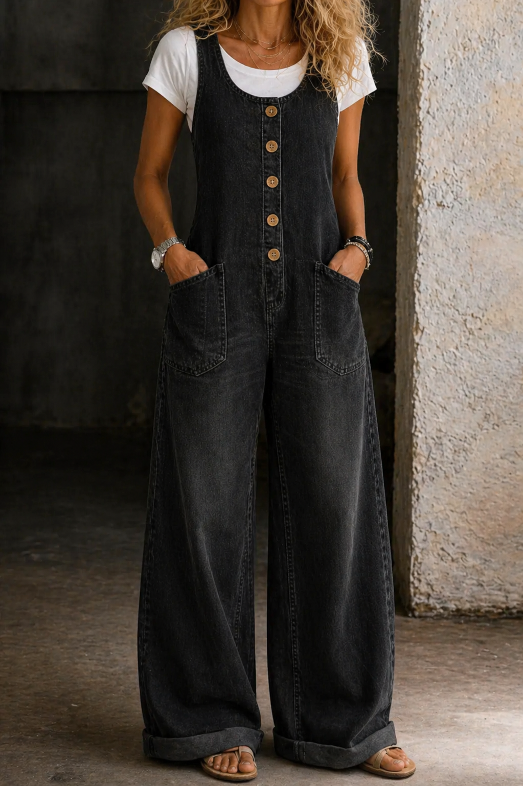 Genevieve - Salopetă din denim cu aspect retro spălat — imagine 19