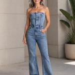 Georgia - Salopetă din denim fără bretele — imagine 4