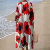 Georgia - rochie maxi cu imprimeu floral în roșu — imagine 3