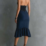 Gloria - rochie midi elegantă cu decolteu cu fermoar — imagine 3