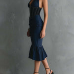 Gloria - rochie midi elegantă cu decolteu cu fermoar — imagine 4