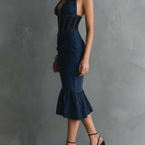 Gloria - rochie midi elegantă cu decolteu cu fermoar — imagine 4