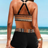 Grace - bikini cu imprimeu geometric și talie elastică înaltă — imagine 3