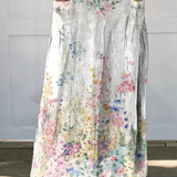 Fustă din pânză cu talie elastică și buzunare, model retro cu flori — imagine 5