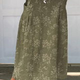Fustă de in cu talie elastică și buzunare, model floral — imagine 2