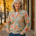 Hailey - Cardigan cu imprimeu retro de grădină cu flori — imagine 3