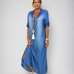 Hailey - Rochie maxi din denim — imagine 1
