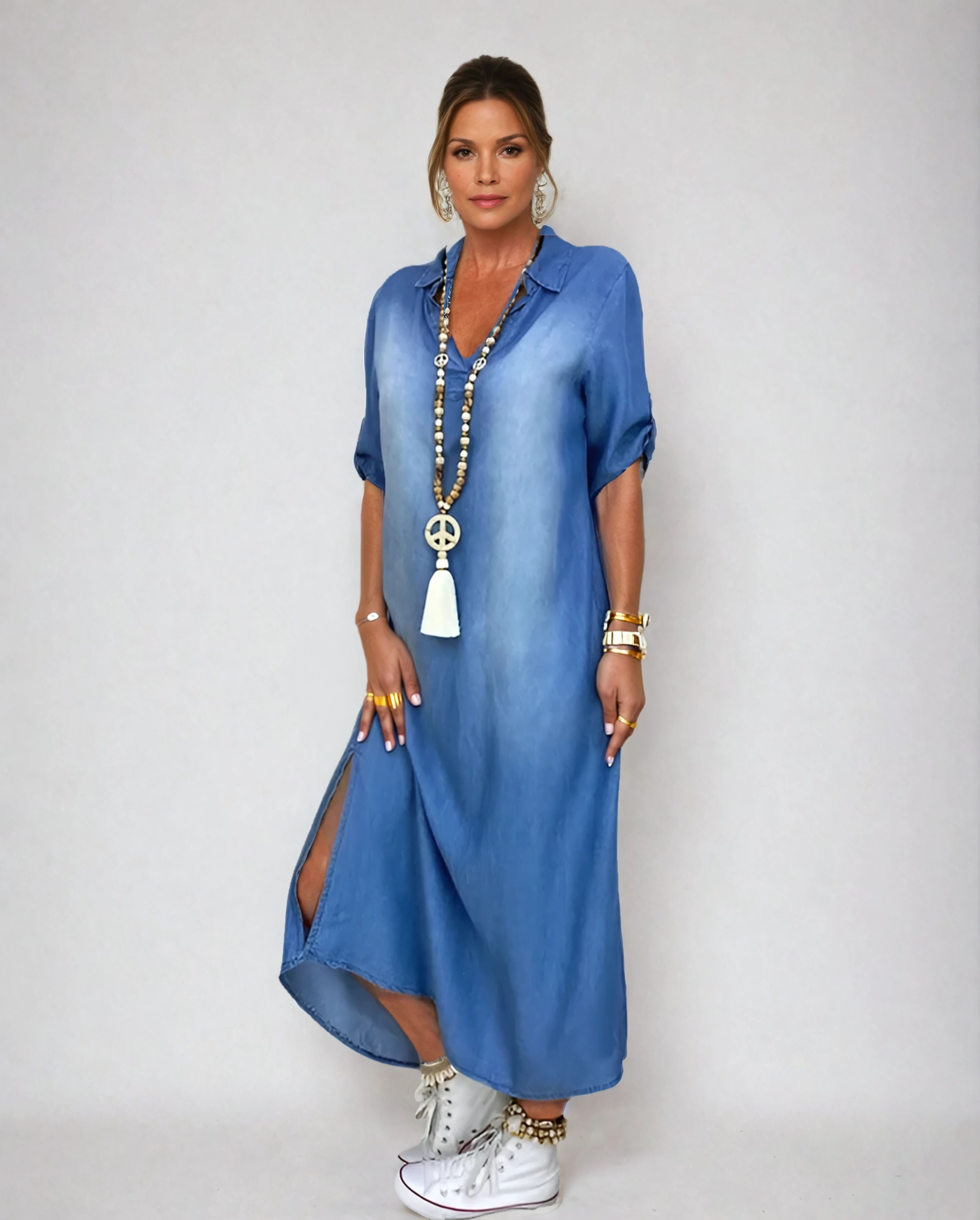 Hailey - Rochie maxi din denim — imagine 1